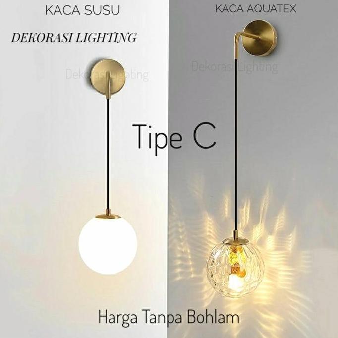 lampu dinding gold kaca minimalis modern