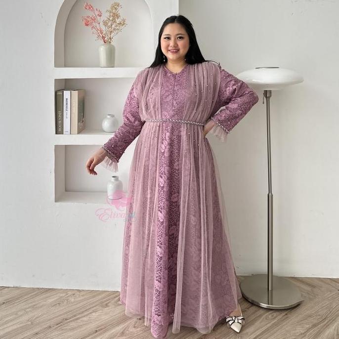 super jumbo gamis maretha brukat mewah ld 130 140 150 cm Pesta Mutiara Tile