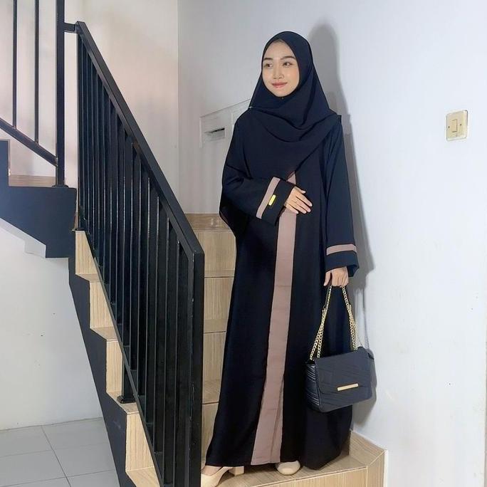Abaya Mazaya Basic Dress Muslim Wanita Gerai Aulia Gamis Turki Umroh Syari - Hitam abaya  remaja Dew