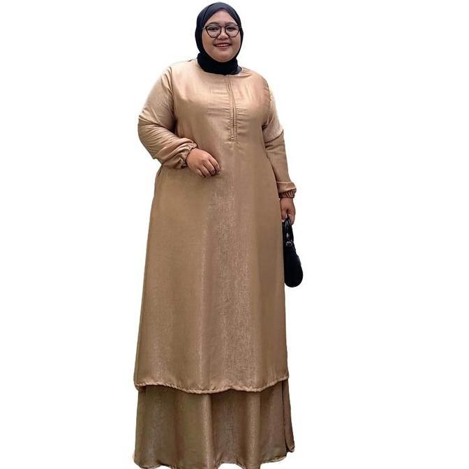 Zeba | Olin Gaun Pesta Jumbo Mewah LD 120 130 140 150 Baju Kurung Gamis 2 Layer Dress Lebaran Anggun