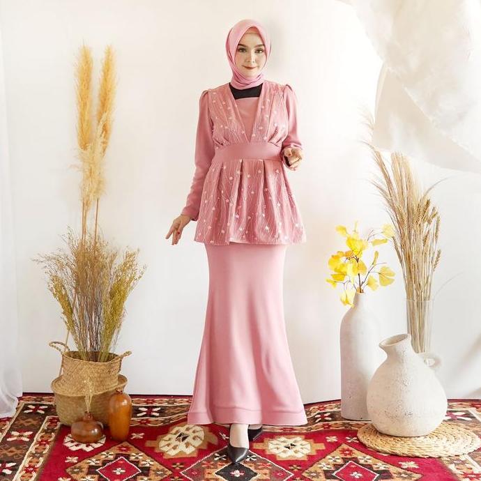 #209, gamis  duyung bahan scuba polos kombinasi tile bordir Maxi  Muslim  Mewah  Wanita Pesta Dress 