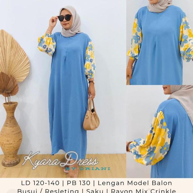 Kyara Dress by Oriani Daster Gamis JUMBO Big Size LD 120 130 140 Crinkle Rayon Premium Gaun Wanita M