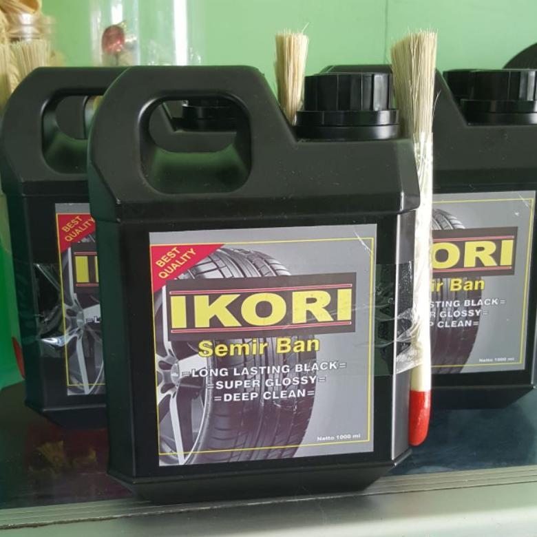 Grosir Cairan Ikori Semir Ban 1 Liter Hitam Penghitam Ban Motor Mobil Bonus Kuas