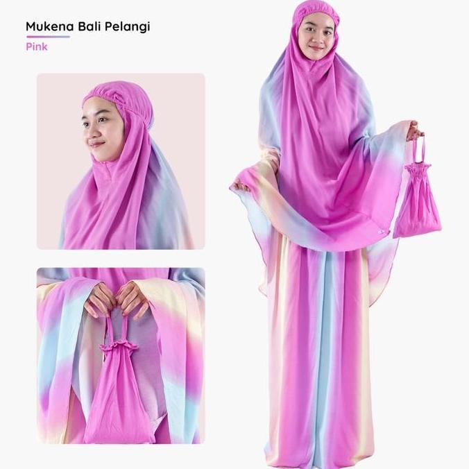 Mukena Bali Pelangi / Mukena Jumbo Motif Pelangi / Mukena Tye Dye Rayon Muslim Dewasa