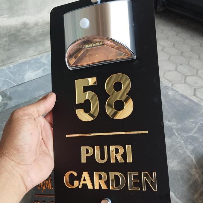 nomor rumah dengan lampu Led panel surya Bergaransi