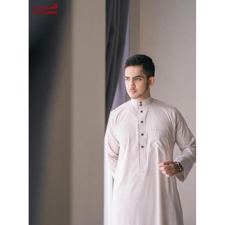 Al Haramain Jubah / Gamis Pria Remaja & Dewasa Premium Bordir (14) | Cream Tulang | Hijau Botol | Ma