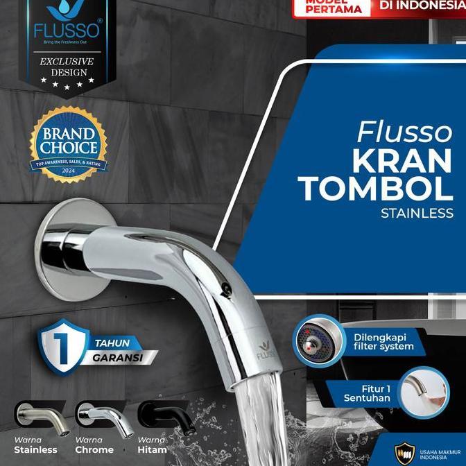 FATHERGLOUDES - FLUSSO KRAN TEMBOK STAINLESS TEKAN ON OFF  KERAN AIR WUDHU UNIK UNIQ TOUCH TAP FAUCE