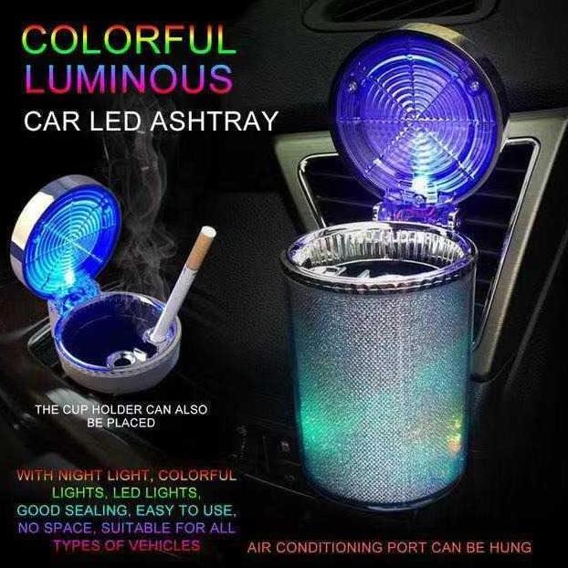 Asbak Rokok Mobil Tempat Putung Rokok Mobil Dengan Lampu Led Stainless Hemat