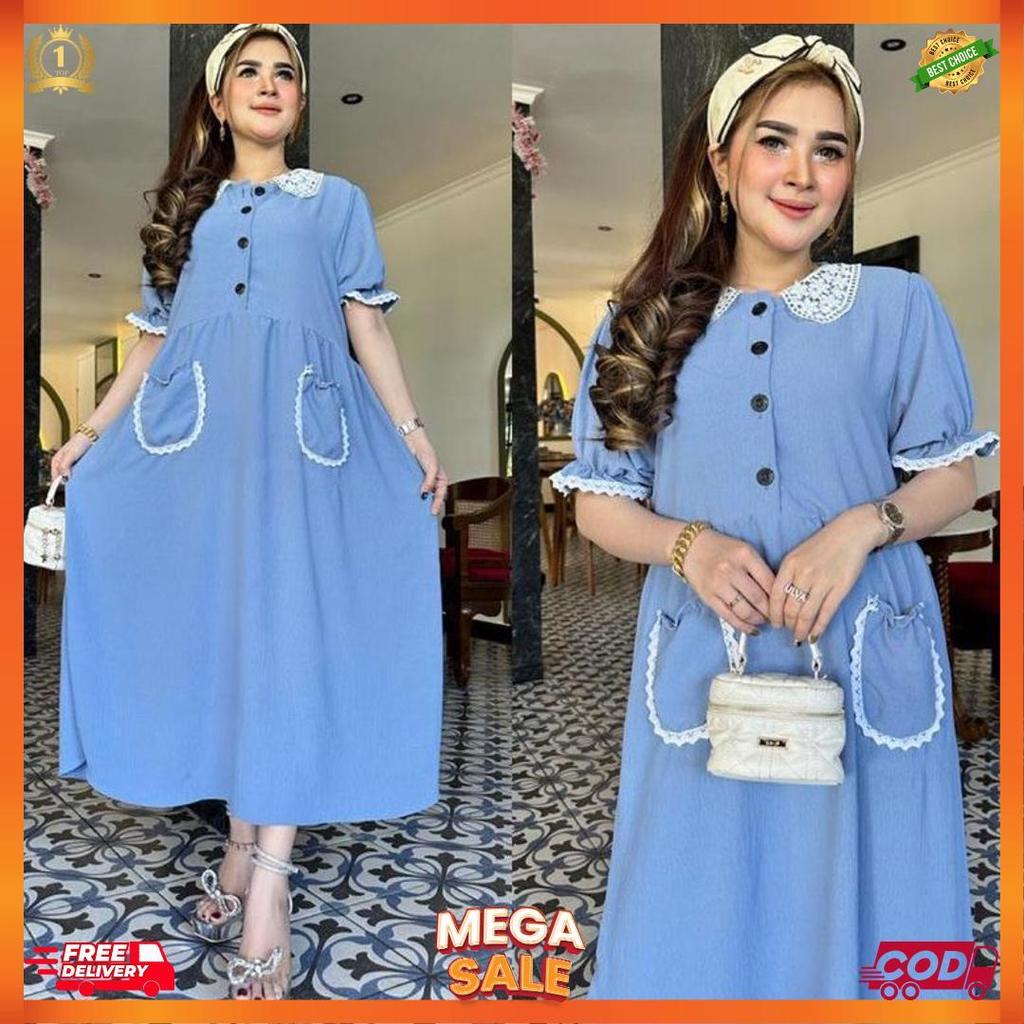Amanda Daster Saku Lucu Dress Cewek Korea Style Remaja Daster Kekinian Terbaru Daster Polos Wanita [