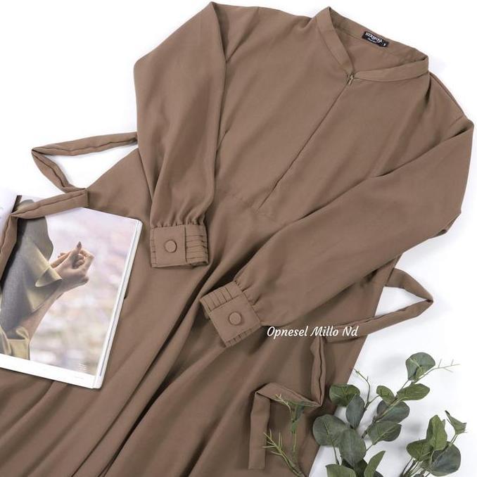 [Gamis Hermosa] Gamis polos Milo coklat susu mocca premium-GAMIS HERMOSA POLOS/GAMIS WOLLYcrepeGAMIS