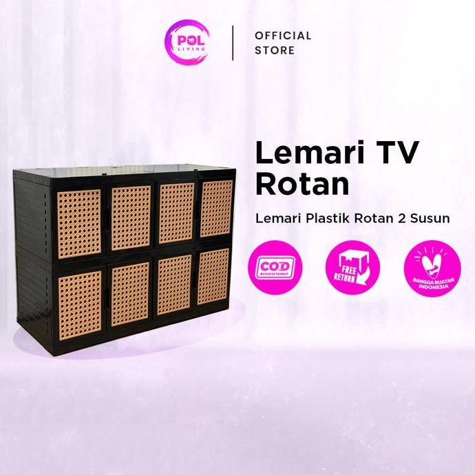 POL - Lemari TV Serbaguna Rotan Plastik 2 Susun
