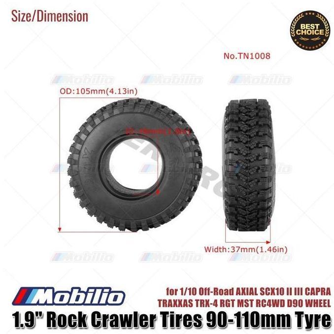 Lansungkirim- Ban 1.9" Rock Crawler Tires 90-110Mm Tyre For 1/10 Off-Road Axial Scx10 Ii Iii Capra T
