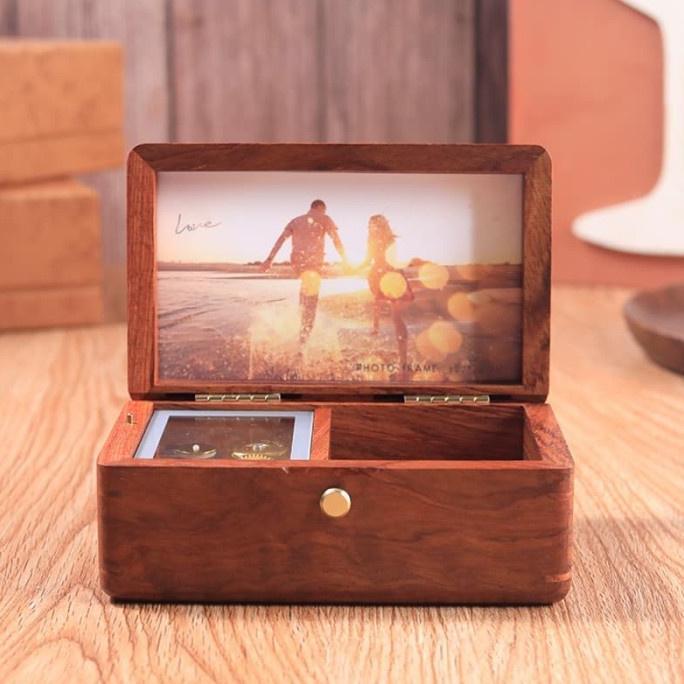 [GRY] Kotak Musik Kayu Besar Otomatis Foto Hadiah Unik / Kotak Musik Kado Ulang Tahun / Pernikahan/W