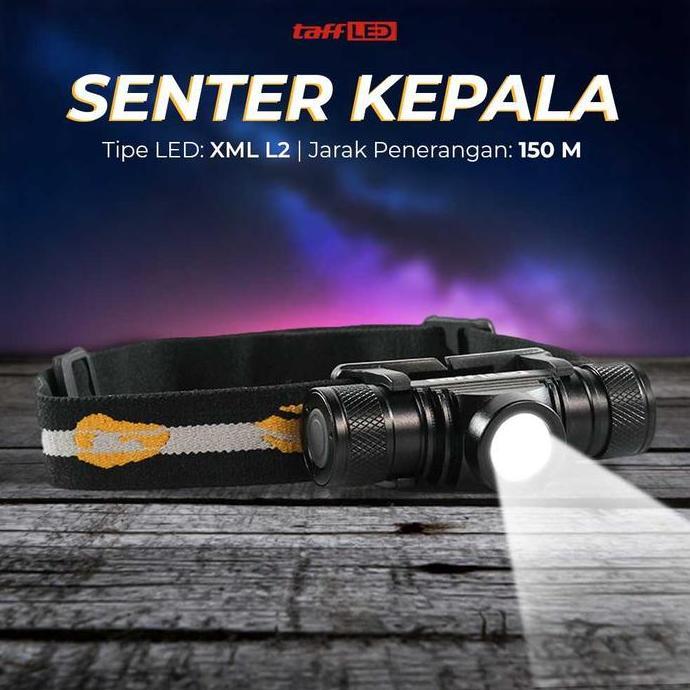 BORUIT Senter Kepala Headlamp Flashlight Headlight LED XML Hitam terlaris