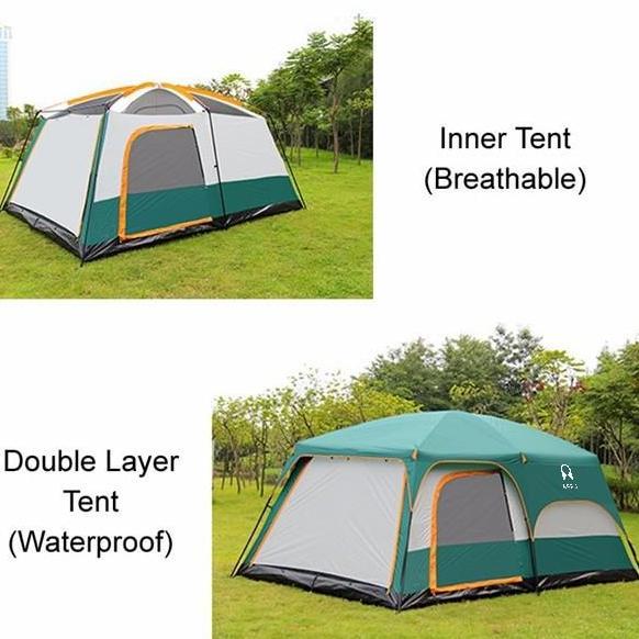 TENDA CAMPING KELUARGA BESAR 2 RUANG | TENDA KEMPING UNTUK 8 - 12 ORANG | TENDA CAMPING 10 ORANG | T