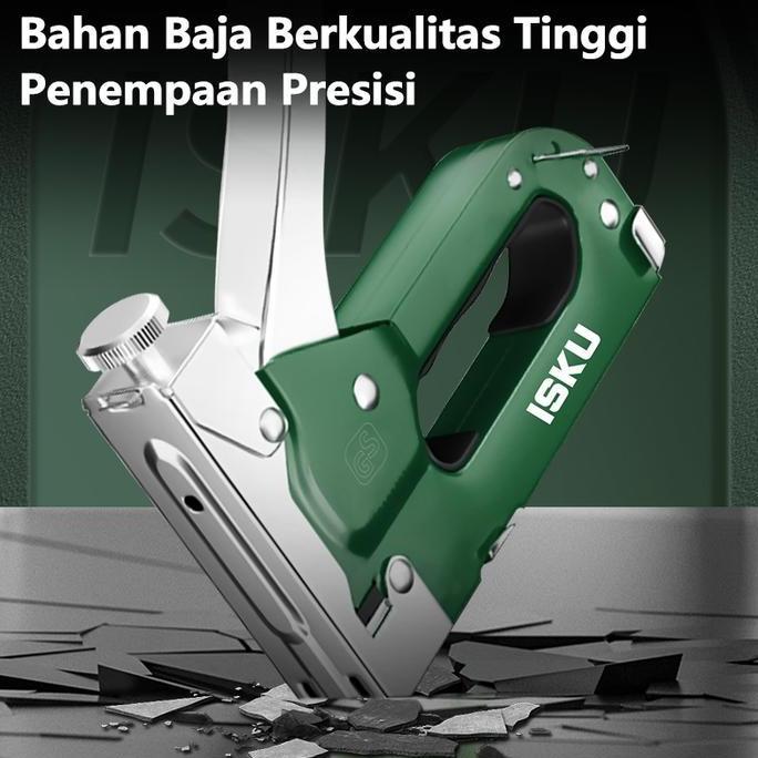 Powerz- Isku Staples Tembak 3 In 1 Heavy Duty Hekter Tembak Jok Motor Kayu Spanduk Gun Tacker Besi