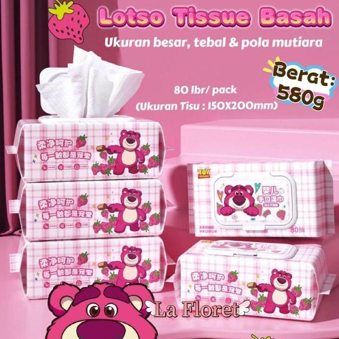 Hand & Mouth Wipes/  Tisu basah pembersih serbaguna 80pc kemasan Character lucu tebal & berat 15X20c