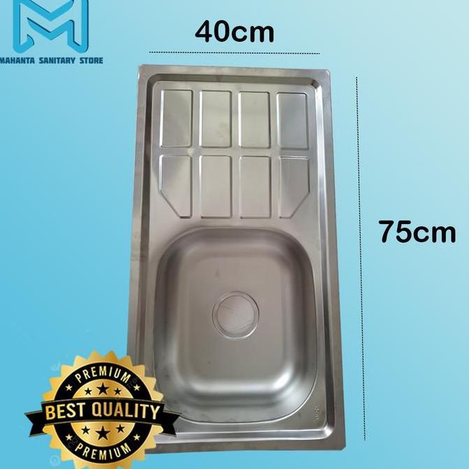 Bak Cuci Piring Wastafel Tempat Cuci Piring Sink Stainless Steel Dapur Tebal Satu Lubang Anti Karat 
