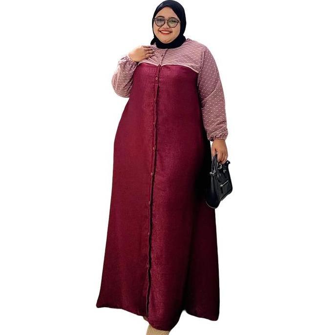 Zeba | Diva Gamis Raya Jumbo LD 120 - 150 Bahan Silk Sabrina Aplikasi Brokat Tile Maxi Dress Cantik 