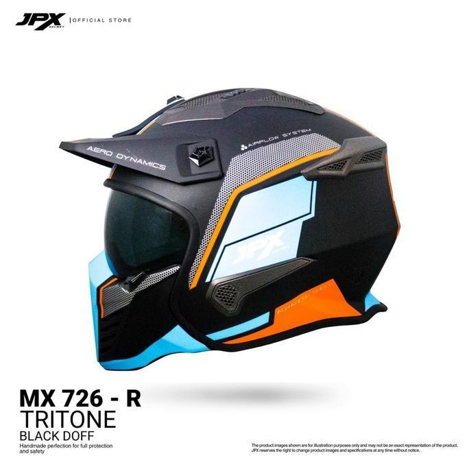 Promo Helm JPX MX 726 R - R01 TRI TONE - Helm Modular Diskon