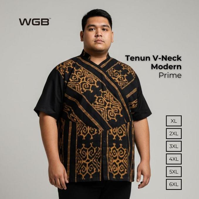 WGB Kemeja Tenun V Neck Pria Big Size Special Collection Jumbo XXL - Prime Series
