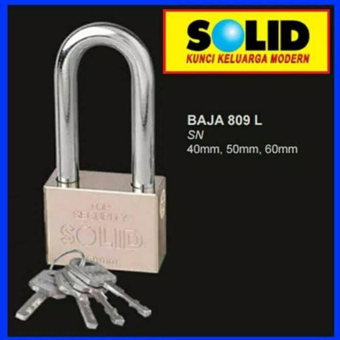 Gembok baja solid 809L 809 L 50mm 50 mm leher panjang kunci pagar