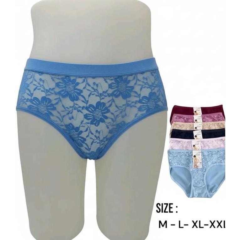 OBRAL MURAH ISI 3PCS,6PCS CD WANITA BRUKAT SEMI TRANSPARAN BAHAN KATUN - CELANA DALAM WANITA KEKINIA