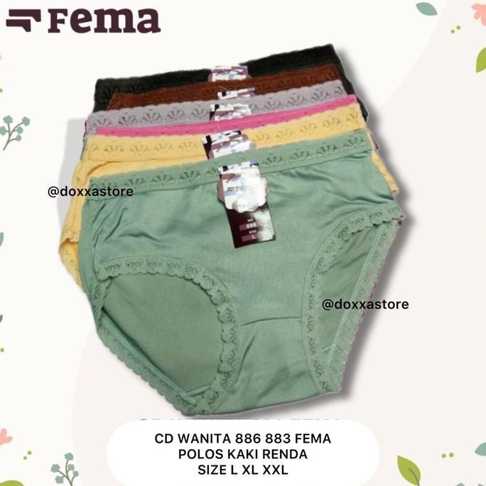 CD Fema 883 886 Celana Dalam Wanita Katun Renda Nyaman Spandex Pita Dewasa