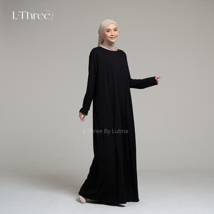 Gamis Inner Warna Black Kaos  Spandek Muslim Dewasa Hitam Nyaman  L Three By Lubna Wanita Inner Oute