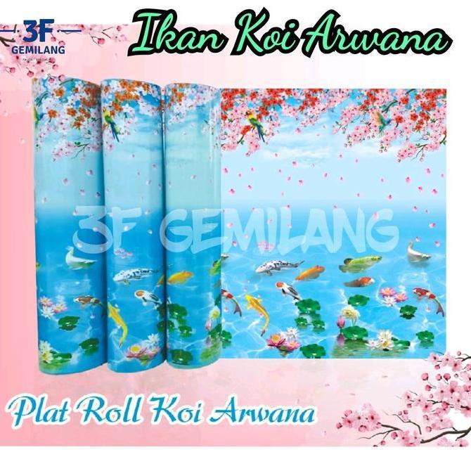 VIRALL FIBER PLASTIK PELAPIS PENUTUP PAGAR MOTIF IKAN KOI ARWANA METERAN //