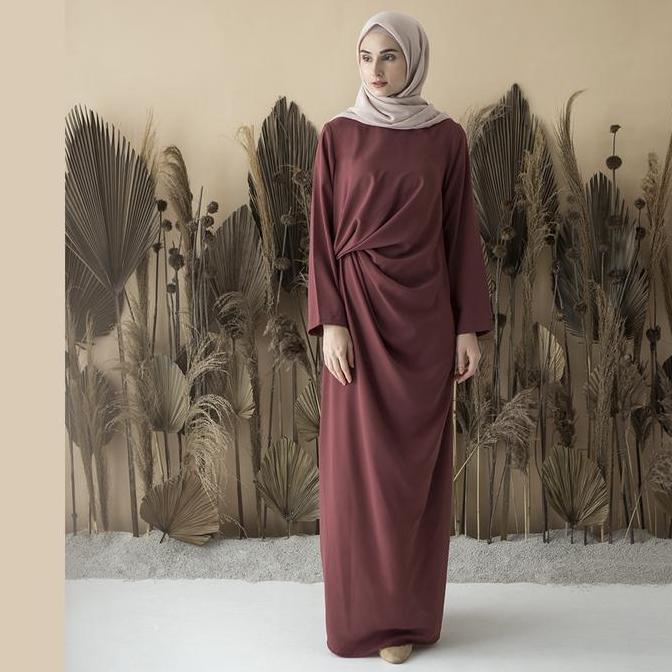Sasmaya Aska Label - Gamis wanita panjang dress kondangan polos