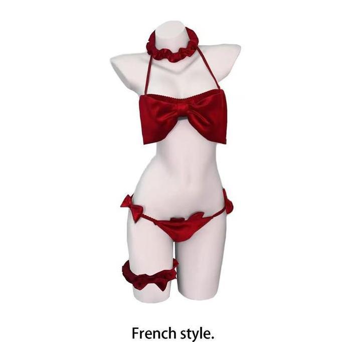 MYLADYLingerie y Wanita Cosplay Kostum Pakaian Dalam Rayuan Bunny Girl Baju Tidur Couple Merah