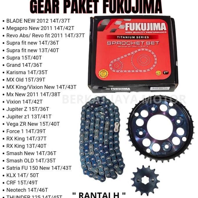GEAR SET GIR SET CHAIN KIT GEAR PAKET FUKUJIMA REVO ABSOLUTE NEW REVO FIT REVO 110 PGM F1 BLADE LAMA