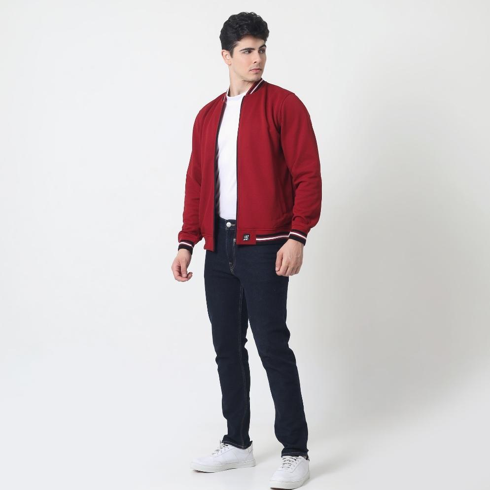 OFFICIAL d&f CVC Jaket Bomber Pria - Maroon