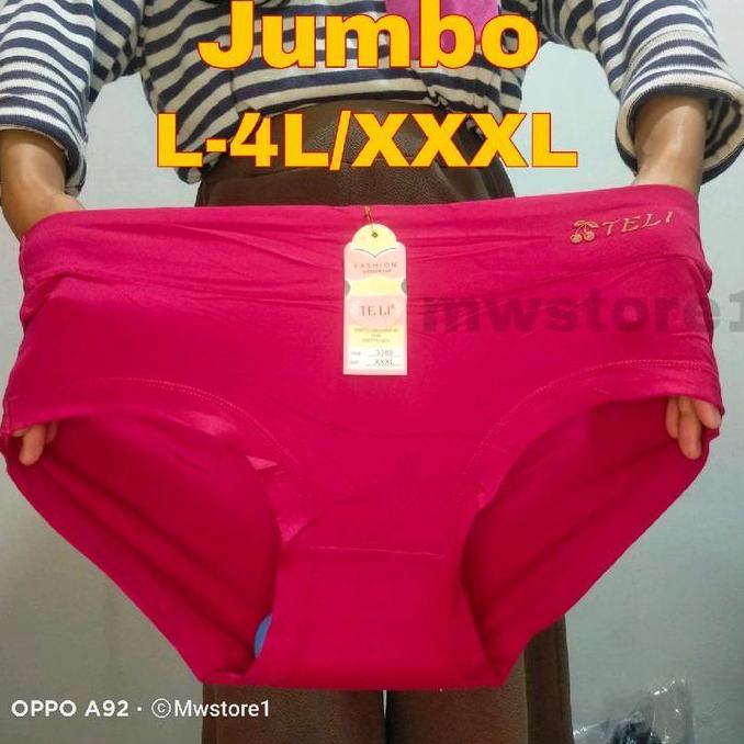 6 pcs Celana dalam wanita jumbo teli 3389 L - XXXL katun super soft strech cd cewe murah Bigsize dal