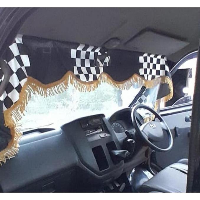 Integra- Kain Aksesoris Kaca Depan Mobil Lis Rumbay Manik Manik Tirai Gorden Hordeng Hiasan Pintu Ca