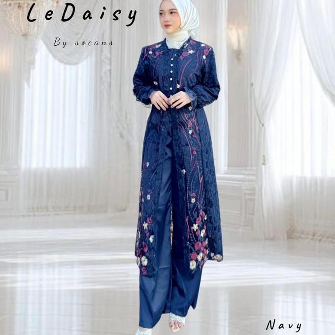 Ledaisy Set 3In1 | Setelan Outer Celana | Oneset Tile Bordir Busui Utk Pesta Kondangan Lamaran Serag