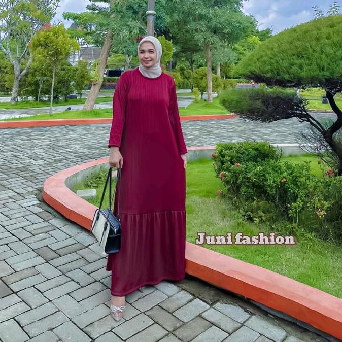 PAKET HEMAT 100 RIBUAN DAPAT 2 PCS GAMIS REMPEL BAWAH KNIT KONDRU Wanita Muslim Dress Syari Remaja D