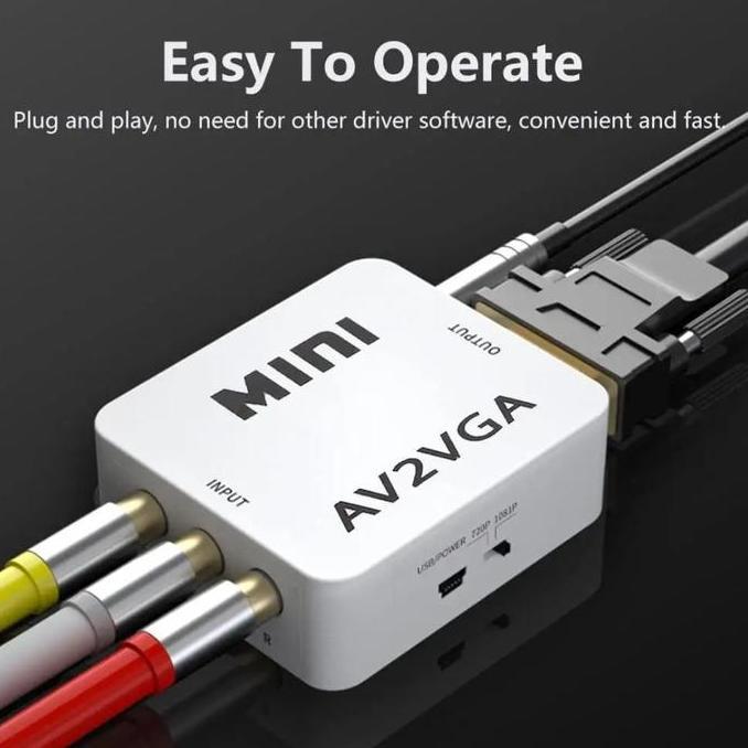 DB31 - KONVERTER AV RCA TO VGA / AV TO VGA / RCA TO VGA converter 1080P /Converter AV To VGA Box Min