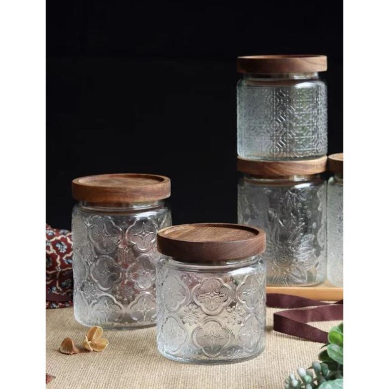 Toples Kaca Tutup Kayu Kedap Udara Anti Tumpah | Toples Lebaran | Toples Kue Kering