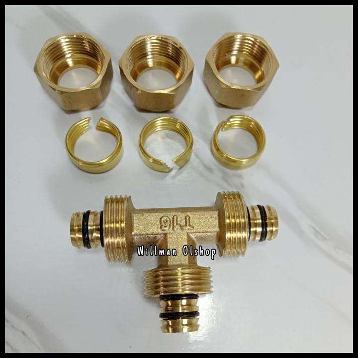 TERBARU NEPEL TEE 1/2 INCH FITTING PIPA AIR PANAS KUNINGAN