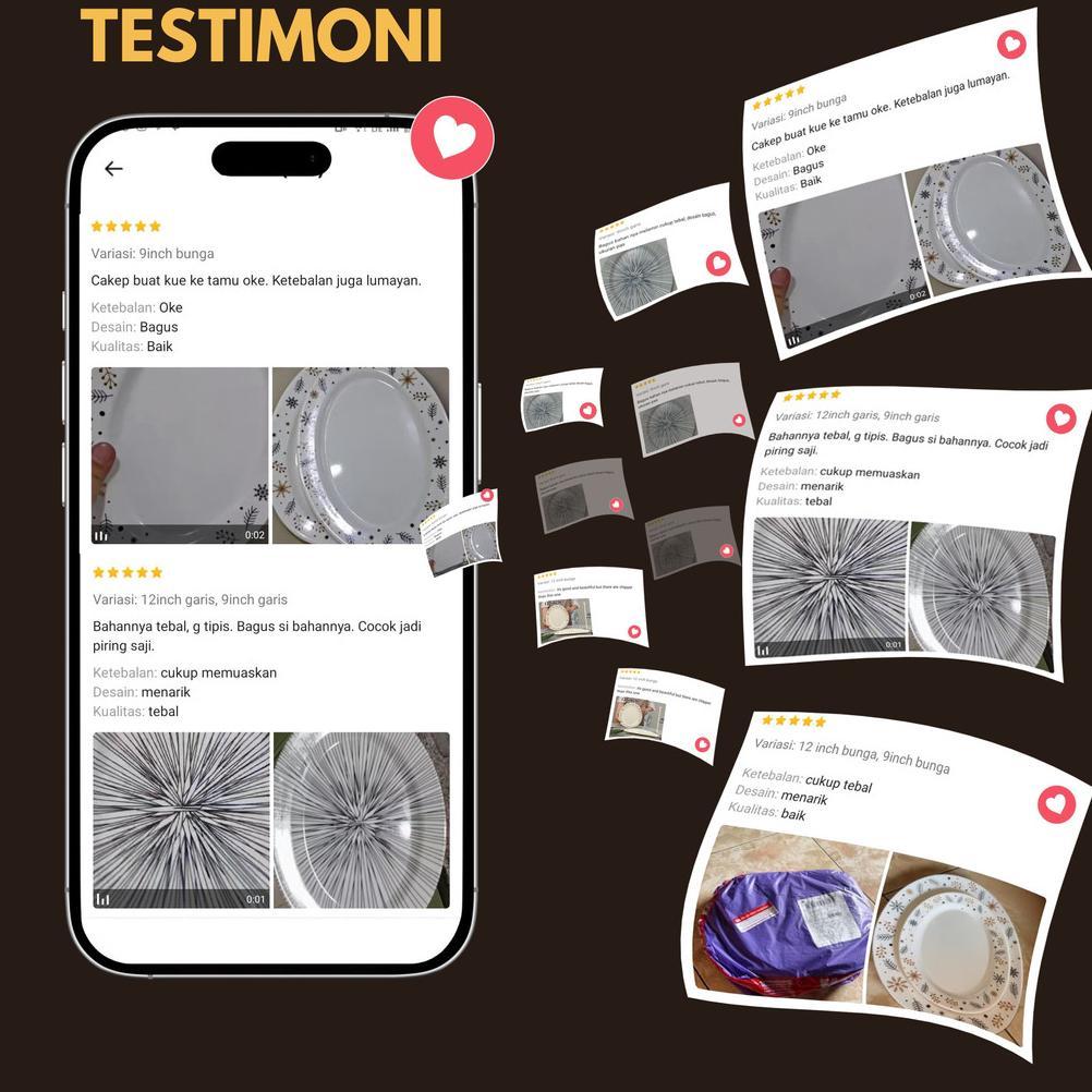 Piring Oval Motif Melamin Asli Tebal 9/12 inch Piring Saji Piring Buah Piring Ikan besar/Anti Pecah