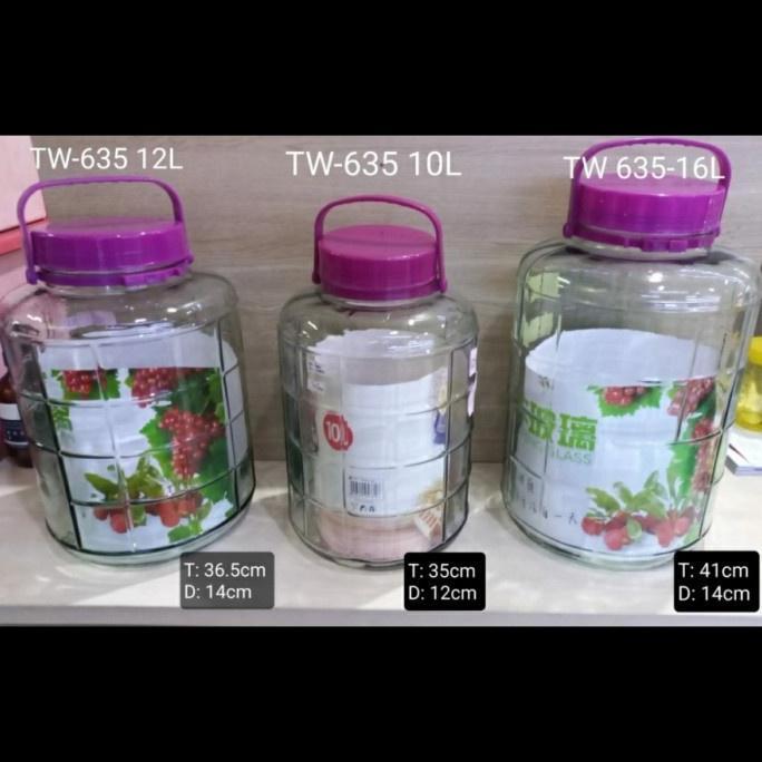 Toples Kaca Jumbo 10L Gagang Ungu Manisan Asinan Canister Jar Kue Lebaran Kombucha Dessert Minuman K