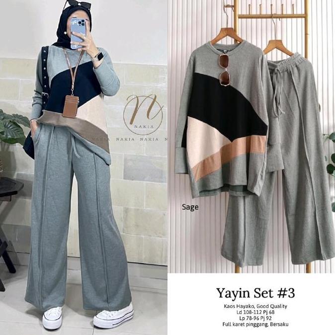 TAMPIL MODIS  YEYIN#3 Set Wanita Dewasa  Setelan Knitt Kasual - Termasuk Celana  Kulot +  Atasan TAM