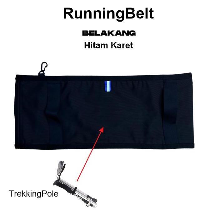 Running Belt Runmount Runstreet Sabuk lari/Tas Pinggang/Tas lari/Belt Hitam polos Karet simpel