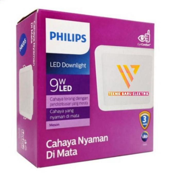 Allthebest- 59451 Philips Downlight Led 9w Kotak SQ Meson Lampu 9 Watt 9watt Inbow