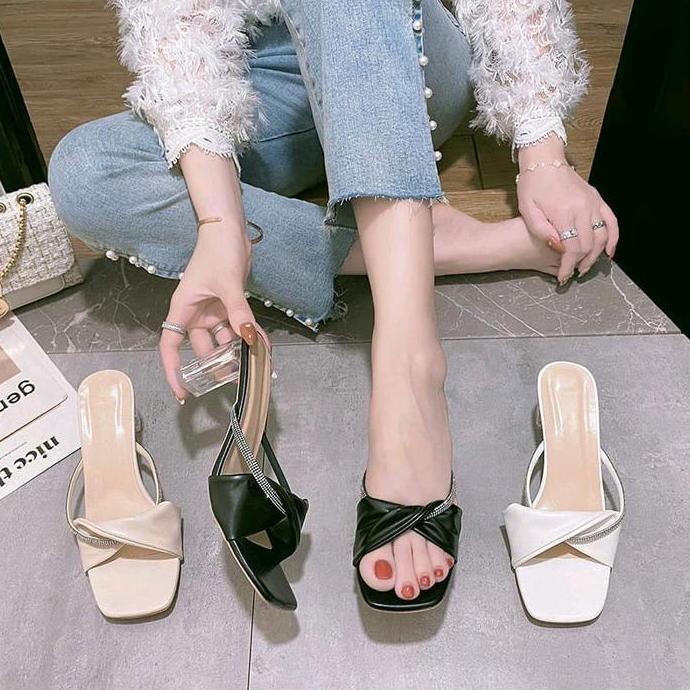 Sandal Wanita gelitter Sandal Wanita Hells Kaca Natalia Heels Pesta Shoes LM