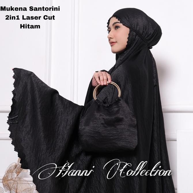 ( Free Tasbih )Mukena 2in1 Santorini Luxury Laser Cut Dewasa