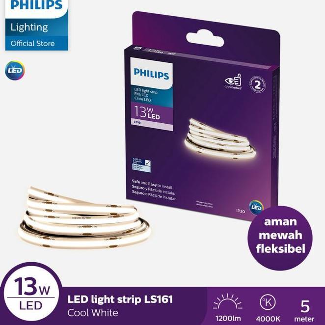 Lampu Philips Led Strip Ls161 Cob 13W 4K 5M 24V Semiputih