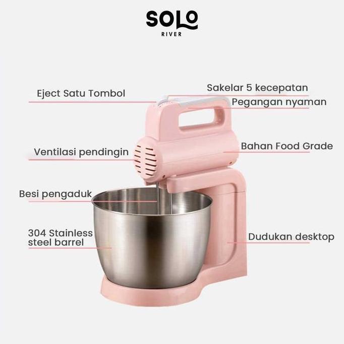 Allthebest- SOLO RIVER Hand Stand Mixer HRDDQ03WT 5spd 180 Watt
